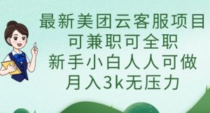 最新美团云客服项目，可兼职可全职，新手小白人人可做，月入3k无压力-木石资源网
