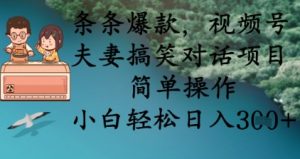 条条爆款，视频号夫妻搞笑对话项目，简单操作，小白轻松日入3张+-木石资源网