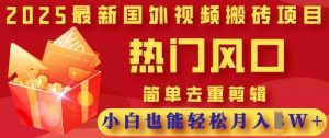 2025最新视频搬砖项目,热门风口,简单去重剪辑,小白也能轻松月入过W-木石资源网