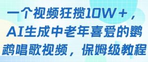 一个视频狂揽10W+点赞,AI生成中老年喜爱的鹦鹉唱歌视频,保姆级教程,轻松挣取创作者分成-木石资源网