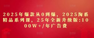 2025年爆款从0到爆,2025淘系精品系列课,25年全新升级版:1000W+1年广告费-木石资源网