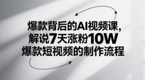 爆款背后的AI视频课，解说7天涨粉10W爆款短视频的制作流程-木石资源网