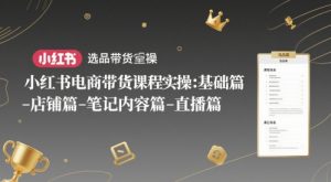 小红书电商带货课程实操:基础篇-选品篇-店铺篇-笔记内容篇-直播篇-木石资源网