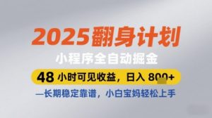 2025翻身计划小程序全自动掘金,48小时可见收益,日入多张+,长期稳定靠谱,小白宝妈轻松上手【揭秘】-木石资源网