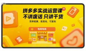 拼多多实战运营课,不讲废话只讲干货,简单粗暴,能落地,可复制-木石资源网