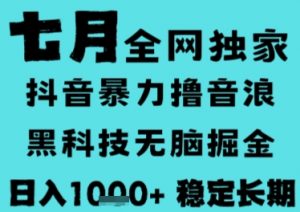 7月最新风口抖音无人直播撸音浪,长期稳定,非短期,全自动运行,低门槛无脑,日入1k+【揭秘】-木石资源网
