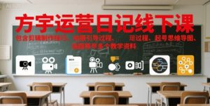方宇运营日记线下课，包含剪辑制作技巧、拍摄引导过程、起号思维导图、选题等多个教学资料-木石资源网