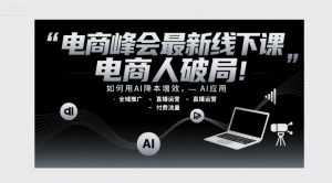 电商峰会最新线下课，电商人破局，如何用AI降本增效，AI应用-全域推广-直播运营-付费流量-木石资源网