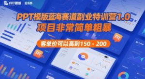 PPT模版蓝海赛道副业特训营1.0,项目非常简单粗暴,客单价可以高到150-200-木石资源网