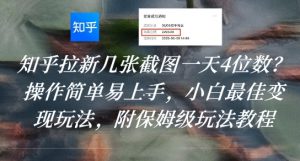 知乎拉新几张截图一天4位数？操作简单易上手，小白最佳变现玩法，附保姆级玩法教程-木石资源网