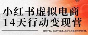小红书虚拟电商14天变现训练营，虚拟产品，2025年普通人在小红书最后的搞钱机会-木石资源网