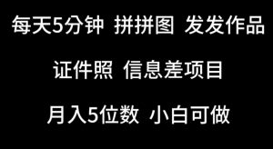 每天5分钟,拼拼图发发作品,证件照信息差项目,小白可做【揭秘】-木石资源网