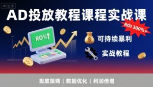 AD投放教程课程实战课，实现广告ROI300%+可持续暴利-木石资源网