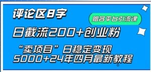 抖音评论区8字日截流200+创业粉 “卖项目”日稳定变现5000+【揭秘】-木石资源网