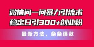 微信问一问暴力引流术,稳定日引300+创业粉,最新方法,条条爆款【揭秘】-木石资源网