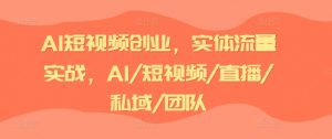 AI短视频创业，实体流量实战，AI/短视频/直播/私域/团队-木石资源网