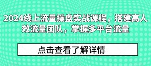 2024线上流量操盘实战课程,搭建高人效流量团队,掌握多平台流量-木石资源网