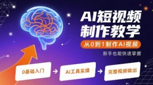 AI短视频制作教学,从0到1制作AI视频-木石资源网