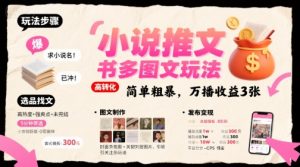 小说推文小红书多图文玩法，简单粗暴，万播收益3张-木石资源网