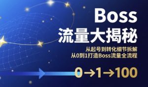 Boss流量大揭秘，从起号到转化细节拆解，从0到1打造Boss流量全流程-木石资源网