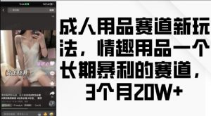 成人用品赛道新玩法,情趣用品一个长期暴利的赛道,3个月收益20个【揭秘】-木石资源网