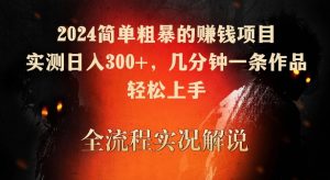 2024简单粗暴的赚钱项目，实测日入300+，几分钟一条作品，轻松上手【揭秘】-木石资源网