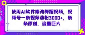 使用AI软件修改舞蹈视频,视频号一条视频涨粉3000+,条条原创,流量巨大【揭秘】-木石资源网