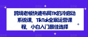 跨境老板快速布局TK的冷启动系统课,TikTok全案运营课程,小白入门最佳选择-木石资源网