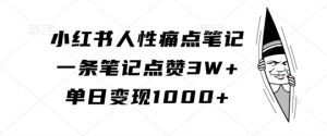 小红书人性痛点笔记,一条笔记点赞3W+,单日变现1k-木石资源网