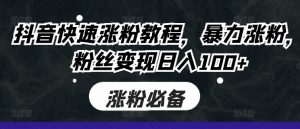 抖音快速涨粉教程,暴力涨粉,粉丝变现日入100+-木石资源网