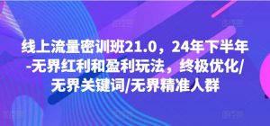 线上流量密训班21.0,24年下半年-无界红利和盈利玩法,终极优化/无界关键词/无界精准人群-木石资源网