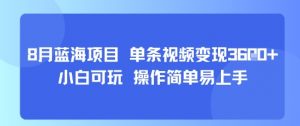 8月AI蓝海项目,单条视频变现1k+ 小白可玩 操作简单易上手-木石资源网