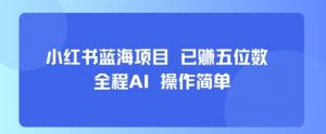 小红书蓝海项目，全程AI，操作简单，已挣五位数-木石资源网