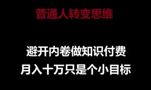 普通人转变思维,避开内卷做知识付费,月入十万只是一个小目标【揭秘】-木石资源网