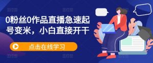 0粉丝0作品直播急速起号变米,小白直接开干-木石资源网
