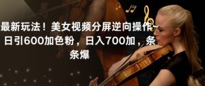 最新玩法！美女视频分屏逆向操作~日引600加色粉，日入700加，条条爆【揭秘】-木石资源网