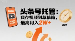 【头条号托管 】我存视频到草稿箱,你每天5分钟发布,最高月入2W+【揭秘】-木石资源网