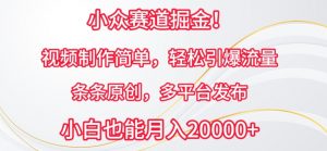 小众赛道掘金,视频制作简单,轻松引爆流量,条条原创,多平台发布【揭秘】-木石资源网