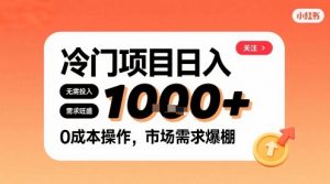 在小红书上发现个冷门路子,需求不小,零成本操作,每天能有1k进账-木石资源网