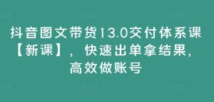 抖音图文带货13.0交付体系课【新课】,快速出单拿结果,高效做账号-木石资源网
