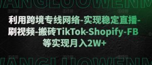 利用跨境专线网络-实现稳定直播-刷视频-搬砖TikTok-Shopify-FB等实现月入2W+【揭秘】-木石资源网