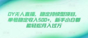 DY无人直播,稳定持续型项目,单号稳定收入500+,新手小白都能轻松月入过万【揭秘】-木石资源网