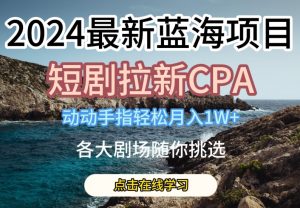 2024最新蓝海项日,短剧拉新CPA,动动手指轻松月入1W,全各大剧场随你挑选【揭秘】-木石资源网