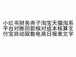 小红书财务燕子淘宝天猫淘系平台对账回款核对成本核算支付宝自动取数电商日报表-木石资源网
