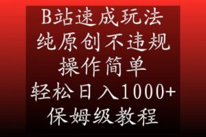 B站速成玩法，纯原创不违规，操作简单，轻松日入1000+，保姆级教程【揭秘】-木石资源网