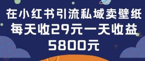 在小红书引流私域卖壁纸每张29元单日最高卖出200张(0-1搭建教程)【揭秘】-木石资源网