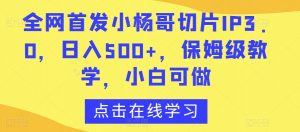 全网首发小杨哥切片IP3.0,日入500+,保姆级教学,小白可做【揭秘】-木石资源网