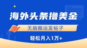 海外头条撸美金,无脑搬运发帖子,月入1万+,小白轻松掌握【揭秘】-木石资源网