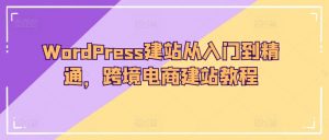 WordPress建站从入门到精通，跨境电商建站教程-木石资源网