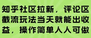 知乎社区拉新，评论区截流玩法当天就能出收益，操作简单人人可做-木石资源网